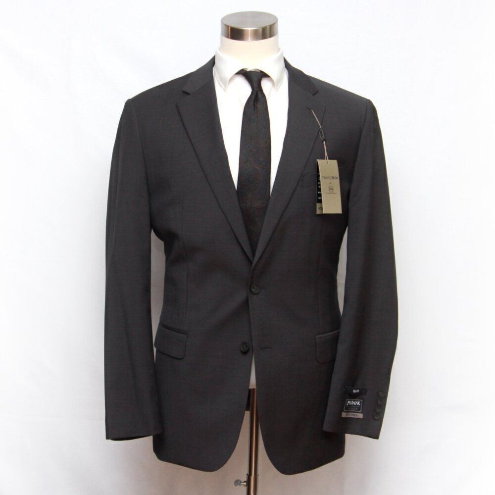Jos A Bank Mens Blazer Sport Coat Size 44L‎ Grey SLIM FIT D060384 38KP